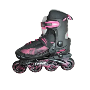 Patines ajustables Cougar rosados talla S 30-33 con ruedas de 72 a 76 mm ideales para niñas y patinaje recreativo.