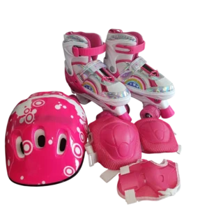 Combo infantil de Patines Ajustables OnWheels 176TS + Casco + Protecciones con llantas de luz