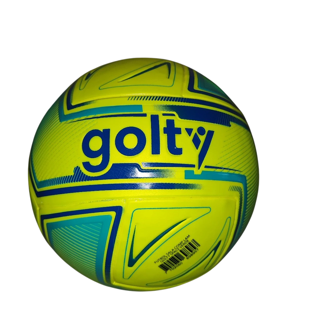 Balón de fútbol sala Golty Space verde laminado para competencia tamaño No. 4 de alta resistencia y excelente control del balón.