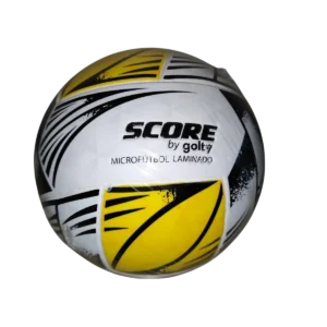 Balón Microfútbol Score by Golty Tribal amarillo y blanco laminado para entrenamiento y competencia con excelente control y resistencia.