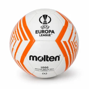 Balón Molten UEFA Europa League F4U1000 número 4, blanco con gráficos naranjas.