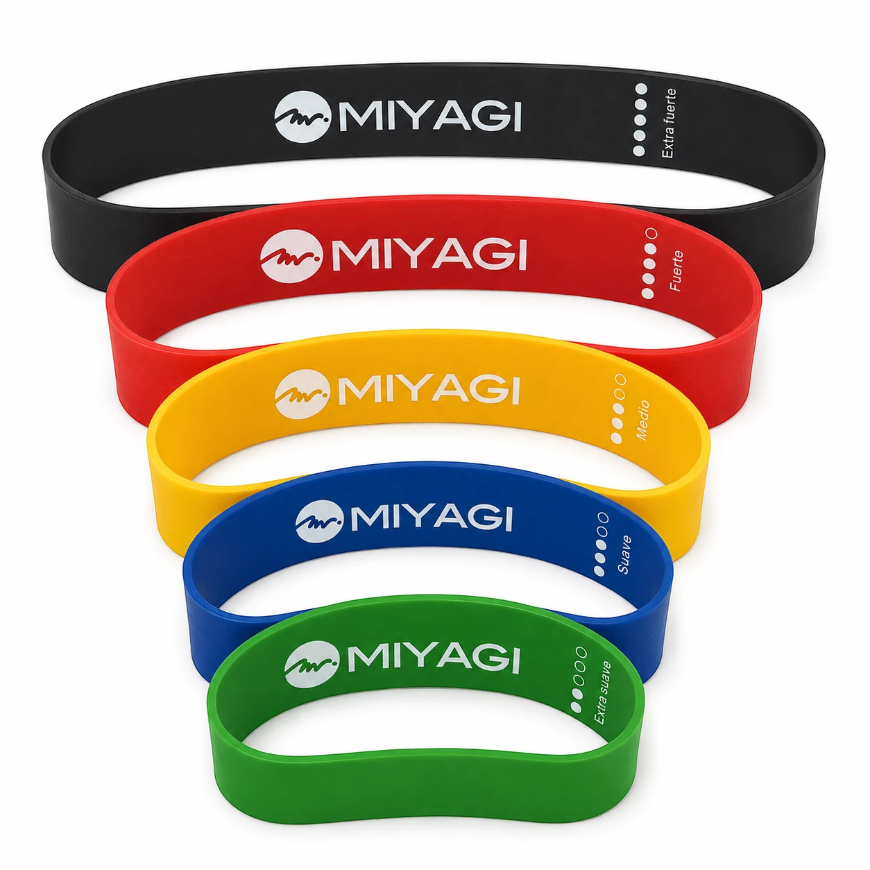 Bandas elásticas cerradas Miyagi con resistencias desde extra suave hasta extra fuerte