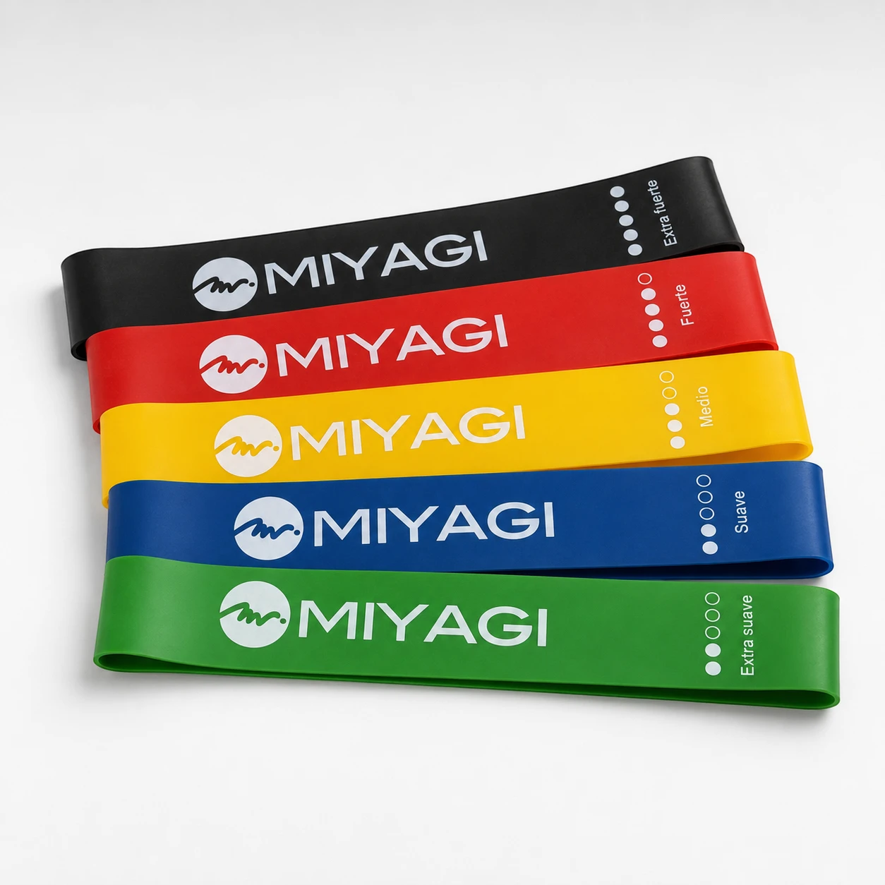 Set de bandas planas Miyagi MLB001-5 con cinco niveles de resistencia