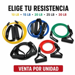 Bandas tonificadoras Miyagi de látex con manijas en resistencias de 10 a 30 lb