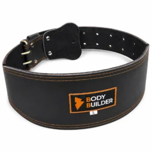 Cinturón de cuero para levantamiento de pesas Body Builder negro talla L