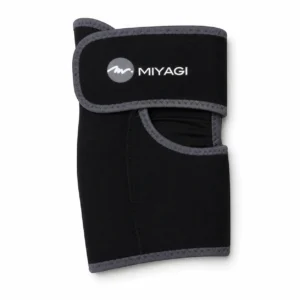 Codera de neopreno Miyagi M083B negra con ajuste, vista principal sobre fondo blanco.