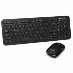 Combo teclado y mouse inalámbrico DIVIPARD KM520 negro sobre fondo blanco
