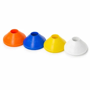 Conos platillo Miyagi de 22 g en colores naranja, azul, amarillo y blanco sobre fondo blanco
