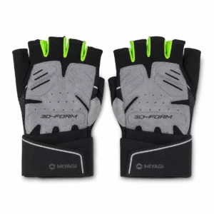 Par de guantes deportivos Miyagi 018745 con palma gris y detalles verde neón