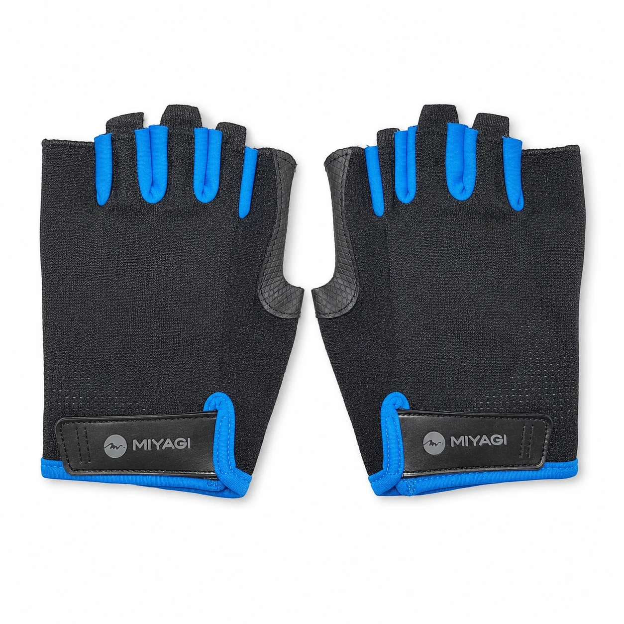 Par de guantes de gimnasio Miyagi M16-8821 negros con detalles azules