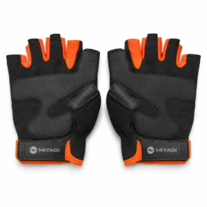 Par de guantes de gimnasio Miyagi M16-8821 negros con detalles naranja