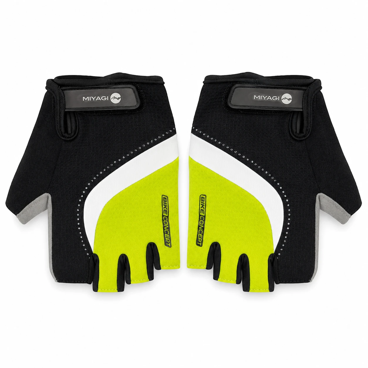 Par de guantes deportivos Miyagi 018756 negros, blancos y amarillo neón