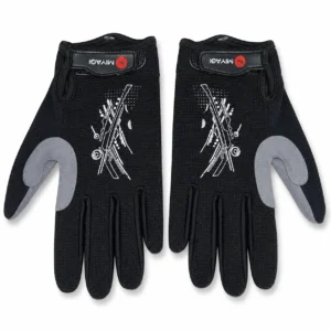 Par de guantes deportivos Miyagi M05-1778 negros y grises sobre fondo blanco