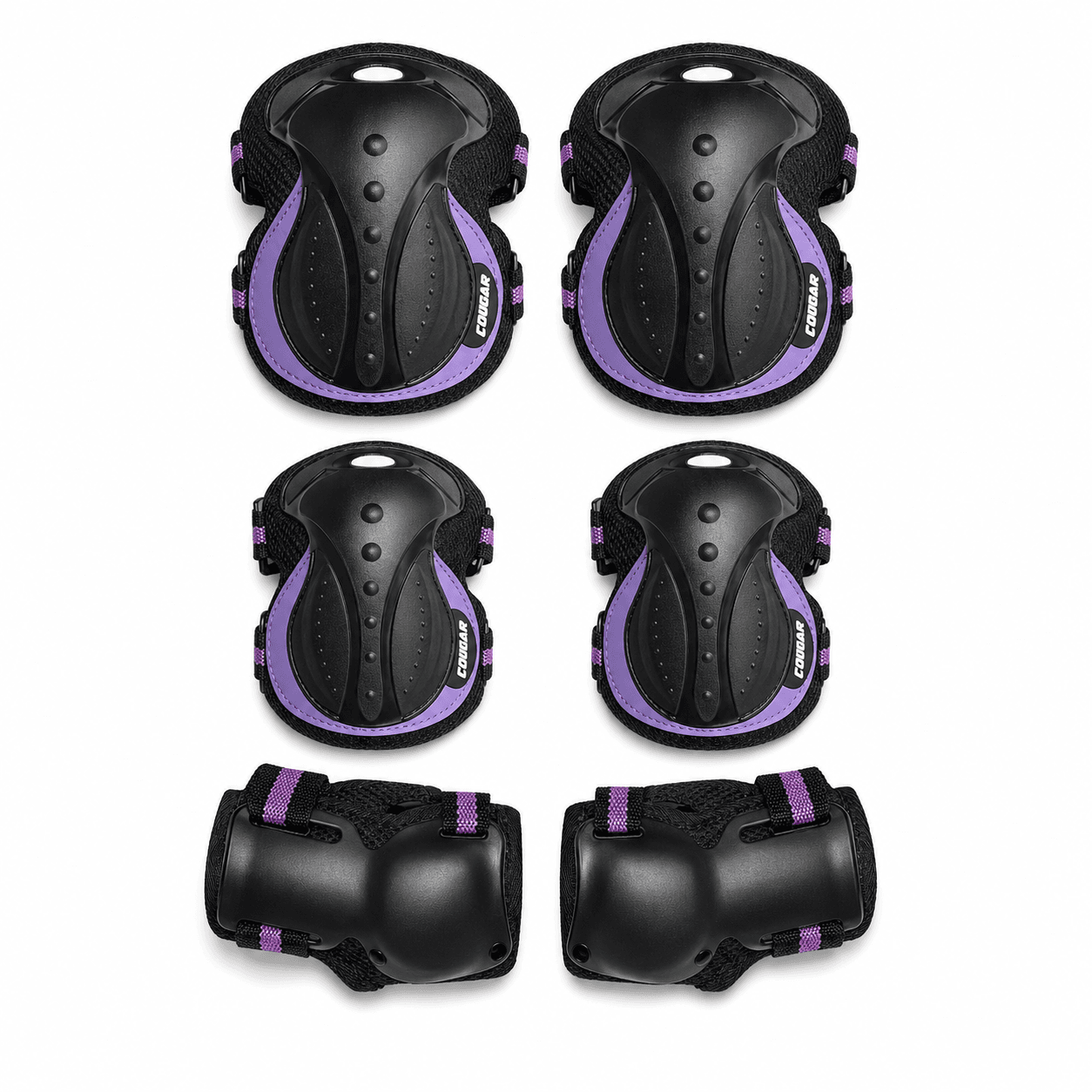 Kit Cougar MH860 negro y morado con seis protecciones para patinaje