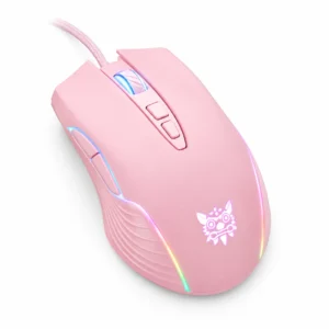 Mouse gamer Onikuma CW905 RGB rosado con cable USB y siete botones