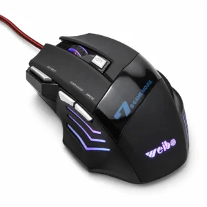 Mouse gamer Weibo X7 negro con iluminación RGB y conexión USB