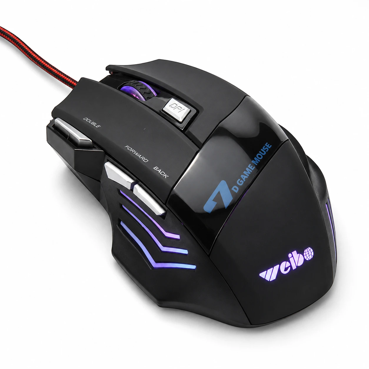 Mouse gamer Weibo X7 negro con iluminación RGB y conexión USB