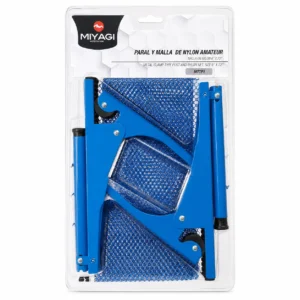 Parales y malla para tenis de mesa Miyagi azul de 6 x 72 pulgadas en empaque