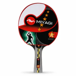 Raqueta profesional de tenis de mesa Miyagi 5 estrellas M90502 sobre fondo blanco.