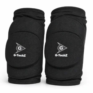 Par de rodilleras de futsal G‑TechZ negras talla L con acolchado frontal amplio.