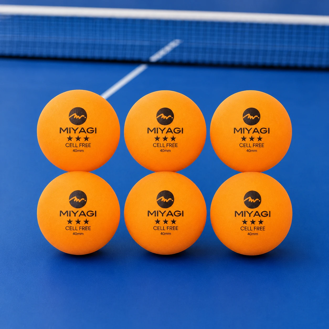 Bolas de Tenis de Mesa Miyagi Tournament 3 Estrellas 40 mm Naranjas x6 - Imagen 2