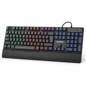 Teclado gamer Weibo WB-100 RGB USB con distribución en español