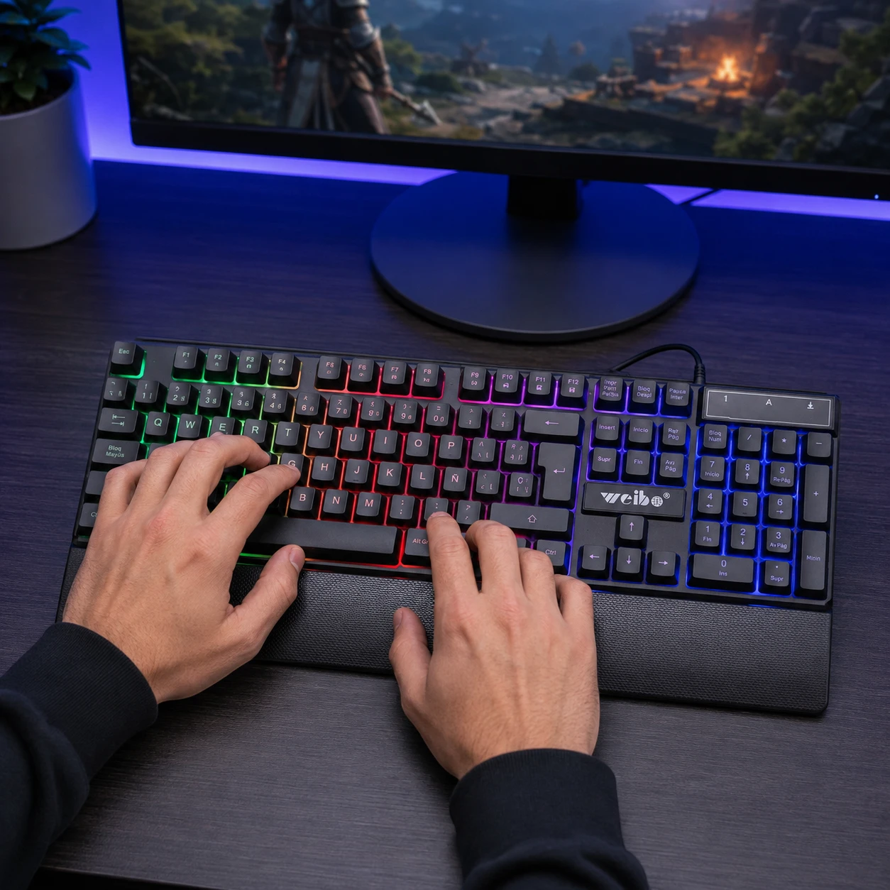 Teclado Gamer Weibo WB-100 RGB USB en Español - Imagen 3