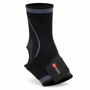 Tobillera con strap Miyagi M7010 negra y gris con correa ajustable.