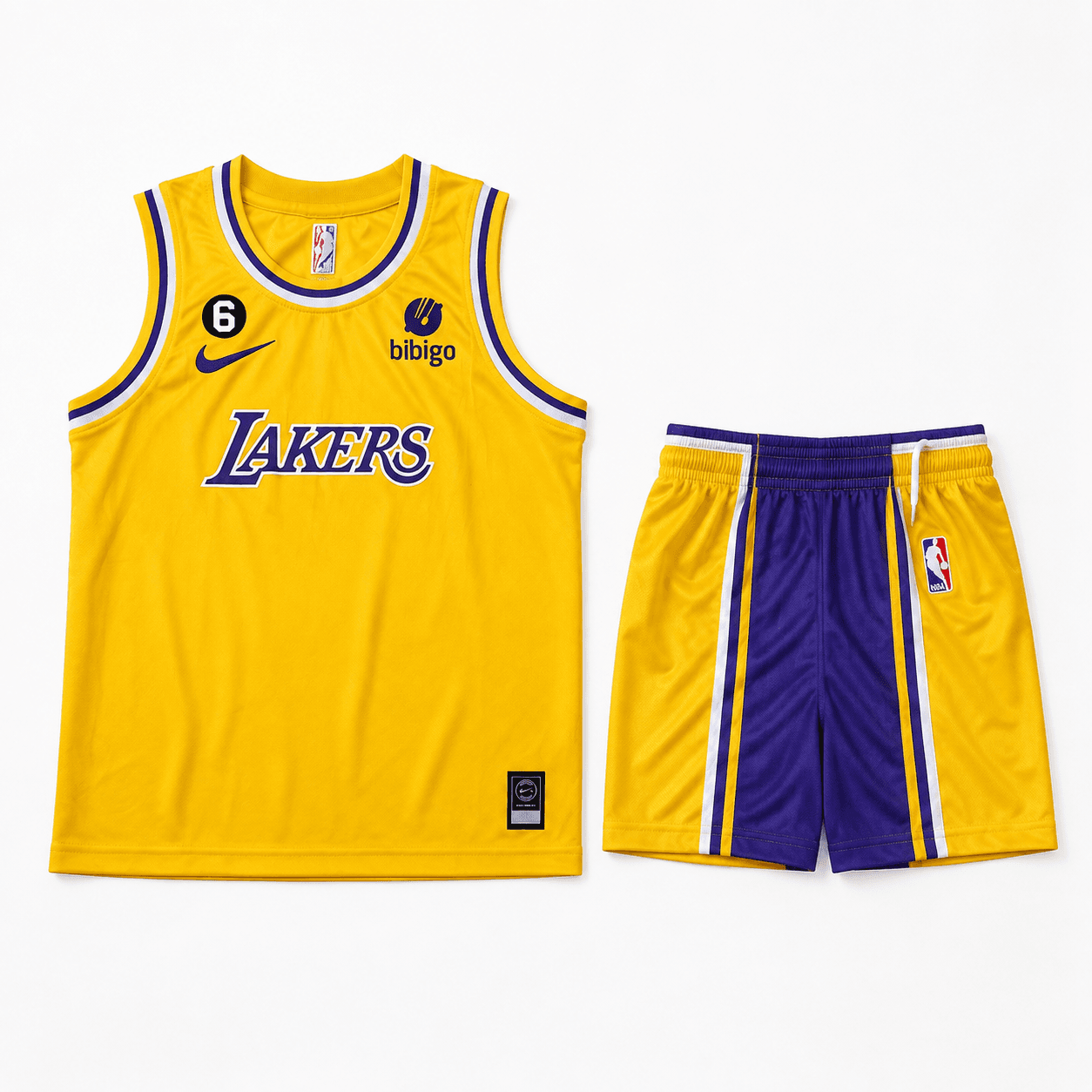 Camiseta y pantaloneta del uniforme Lakers amarillo infantil talla 28