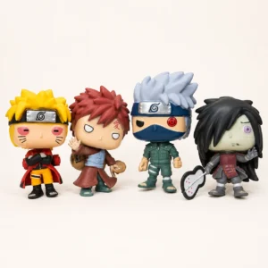 Colección Naruto de cuatro figuras con Naruto, Gaara, Kakashi y Madara.