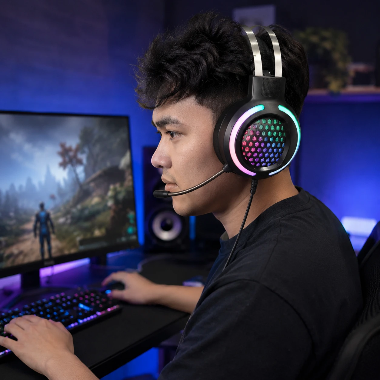 Diadema Gamer Jaltech M12 RGB con Micrófono - Imagen 3