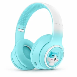 Diadema gato AKZ08 gamer turquesa con RGB y micrófono