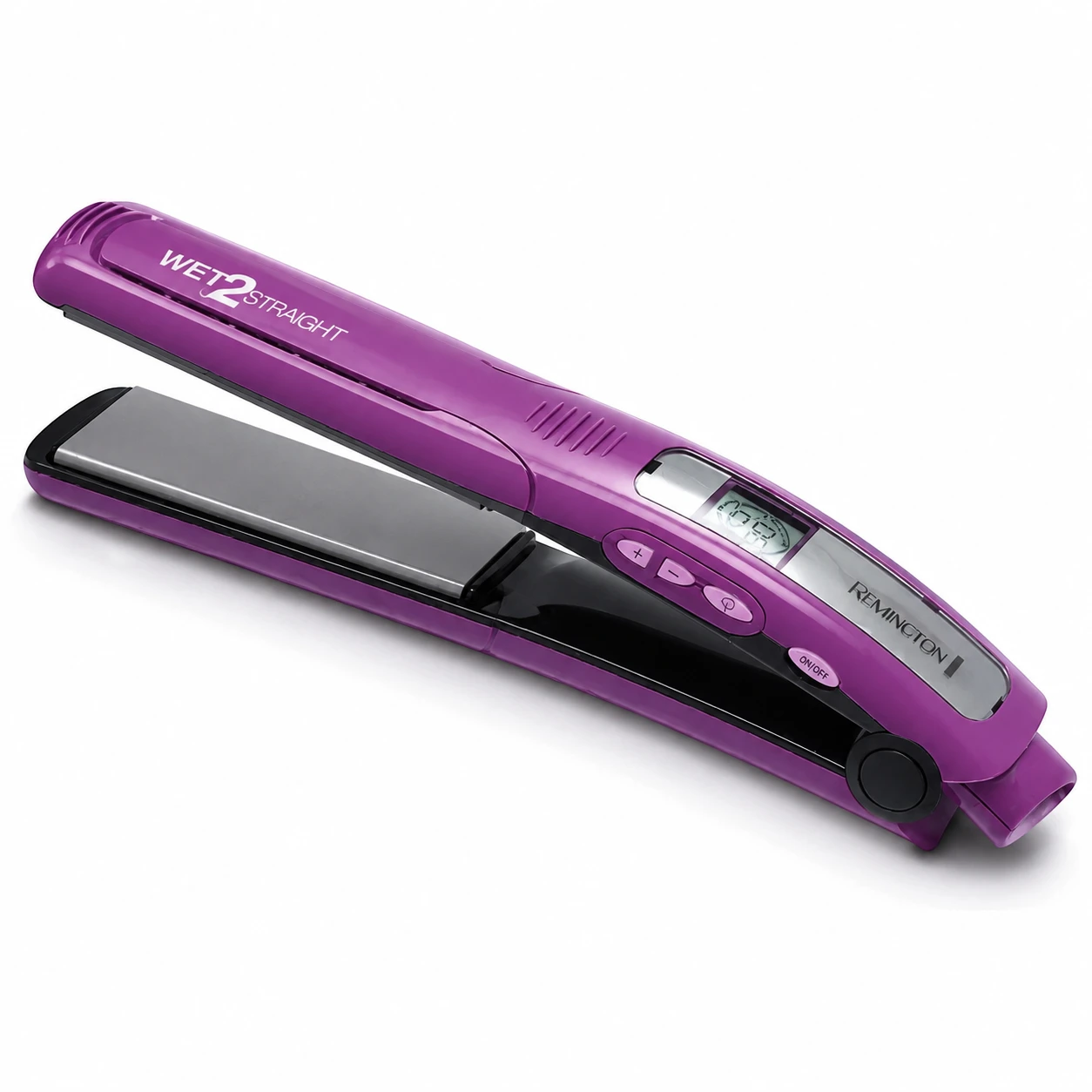 Placas y controles digitales de la plancha Remington Wet2Straight morada
