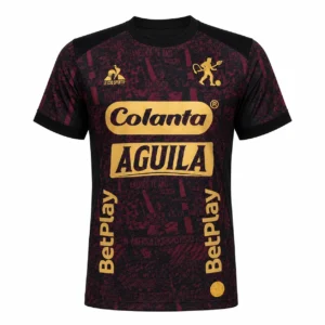 Camiseta América de Cali para hombre vino tinto con detalles dorados vista frontal