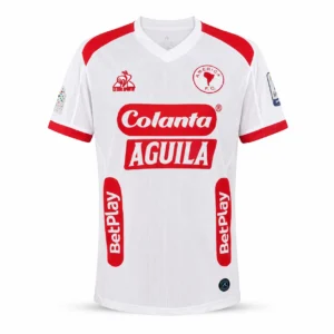 Camiseta América de Cali hombre blanca con detalles rojos, vista frontal