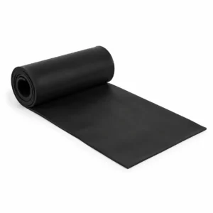 Banda plana en látex Miyagi negra de 150 × 15 × 0,70 mm sobre fondo blanco