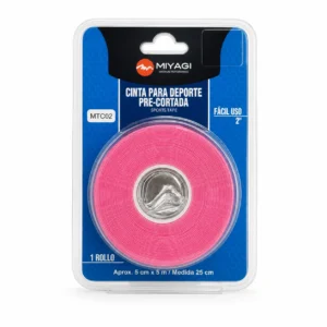 Cinta deportiva precortada Miyagi MTC02 fucsia de 5 cm x 5 m en empaque