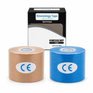 Cinta kinesiológica de 5 cm x 5 m disponible en azul y beige