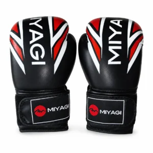 Par de guantes de boxeo Miyagi 12 oz Print 2 negros, rojos y blancos
