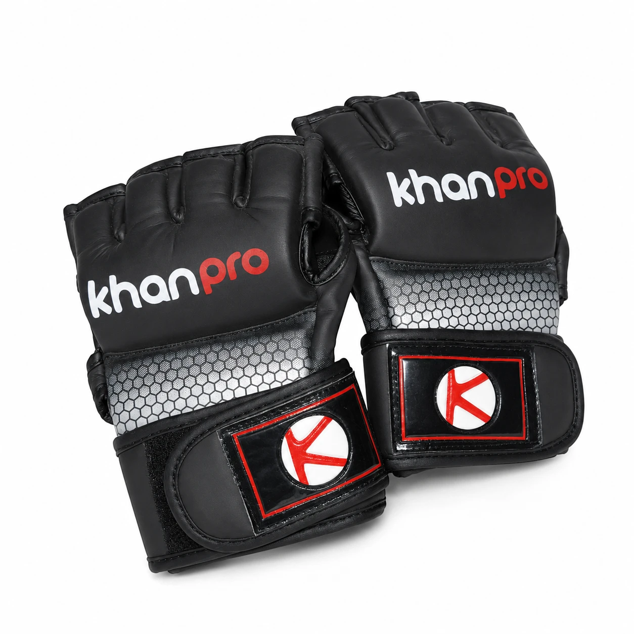 Par de guantes MMA Khanpro talla L con diseño negro y gris