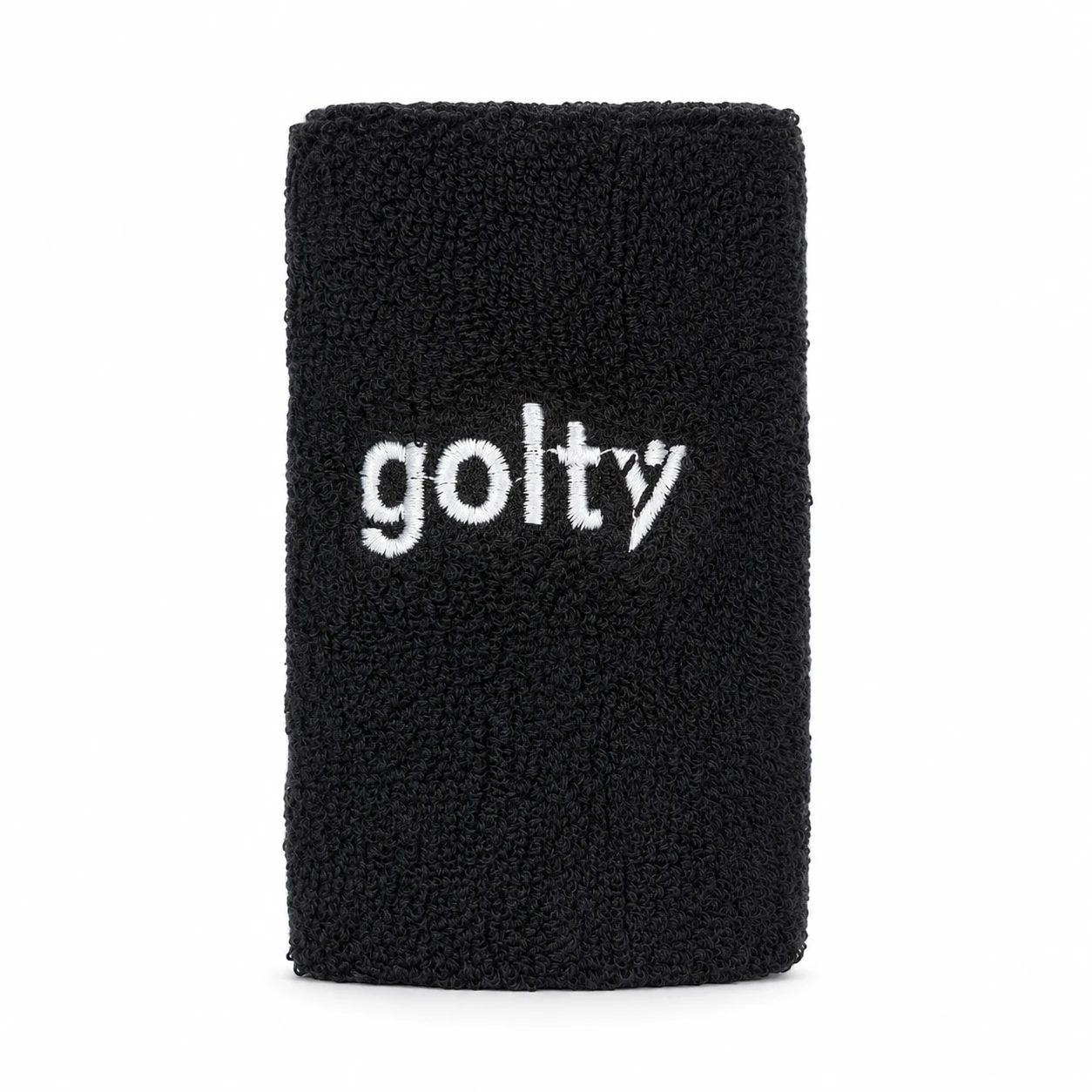 Muñequera deportiva Golty para sudor negra en vista frontal.