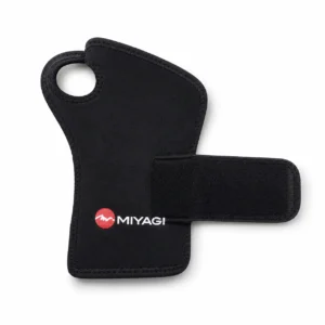 Muñequera de neopreno ajustable Miyagi M6108UND negra en vista frontal.