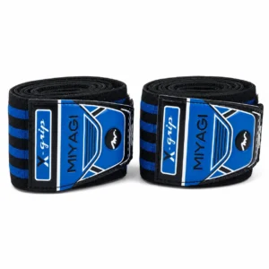 Rodilleras de poder Miyagi M7016 azules tipo banda para pesas