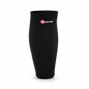 Soporte elástico para pantorrilla Miyagi M6822 negro sobre fondo blanco